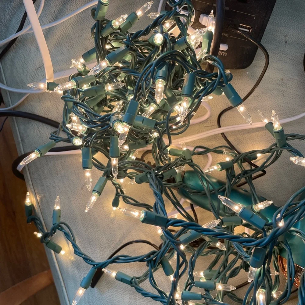 Green and White Holiday String Lights